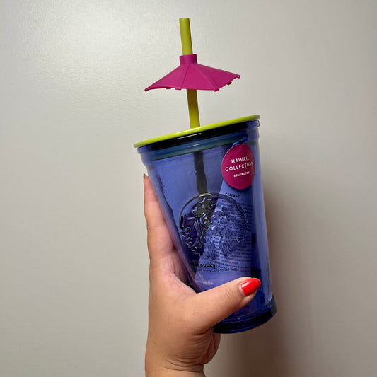 Starbucks Hawaii Blue Azul Glass Tumbler para bebidas frías